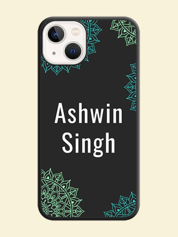 Your Name with Floral Design on Space Black Custom Soft Matte Back Cover - iPhone 14 Plus