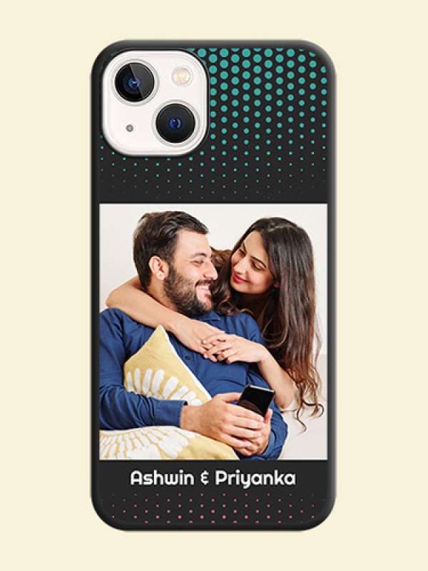 Faded Dots with Grunge Photo Frame and Text on Space Black Custom Soft Matte Phone Cases - iPhone 14 Plus
