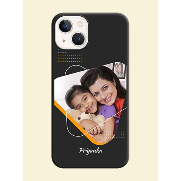 Yellow Triangle on Photo on Space Black Soft Matte Phone Cover - iPhone 14 Plus Yellow Triangle on Photo on Space Black Soft Matte Phone Cover - iPhone 14 Plus