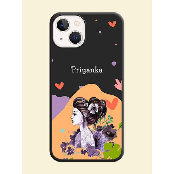 Namecase For Her With Fancy Lady Image On Space Black Personalized Soft Matte Phone Covers -Apple Iphone 14 Plus Namecase For Her With Fancy Lady Image On Space Black Personalized Soft Matte Phone Covers -Apple Iphone 14 Plus