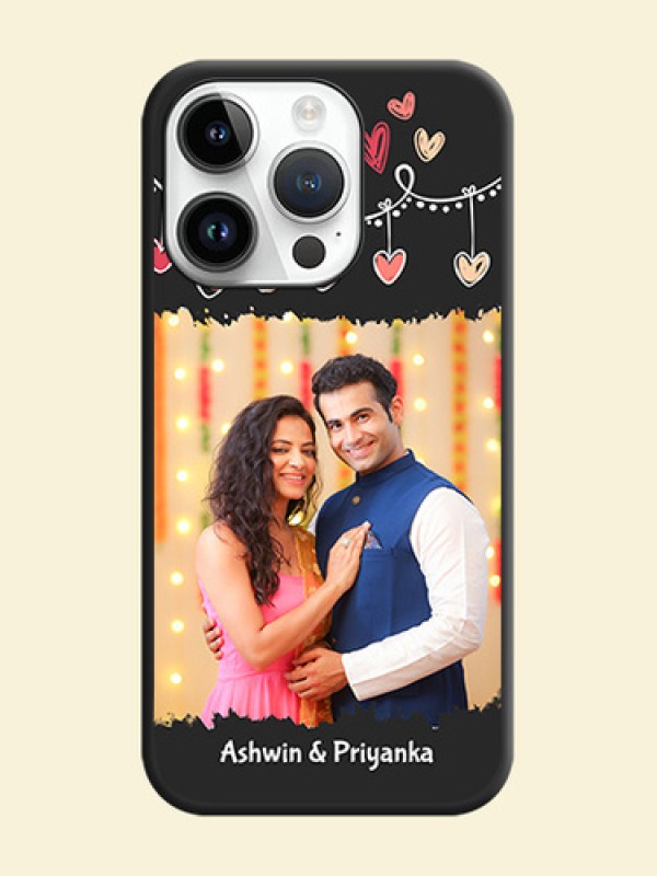 Pink Love Hangings with Name on Space Black Custom Soft Matte Phone Cases - iPhone 14 Pro Max