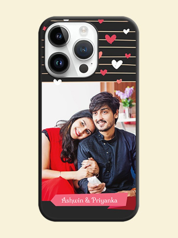 Love Pattern with Name on Pink Ribbon  on Photo on Space Black Soft Matte Back Cover - iPhone 14 Pro Max
