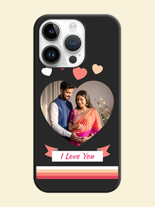 Love Shaped Photo with Colorful Stripes on Personalised Space Black Soft Matte Cases - iPhone 14 Pro Max