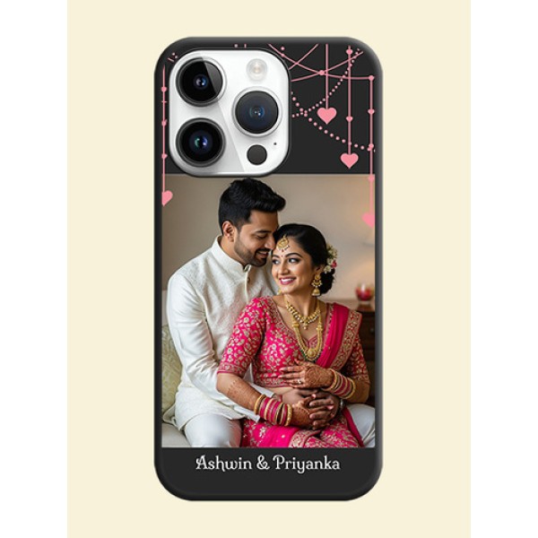Pink Love Hangings with Text on Space Black Custom Soft Matte Back Cover - iPhone 14 Pro Max Pink Love Hangings with Text on Space Black Custom Soft Matte Back Cover - iPhone 14 Pro Max