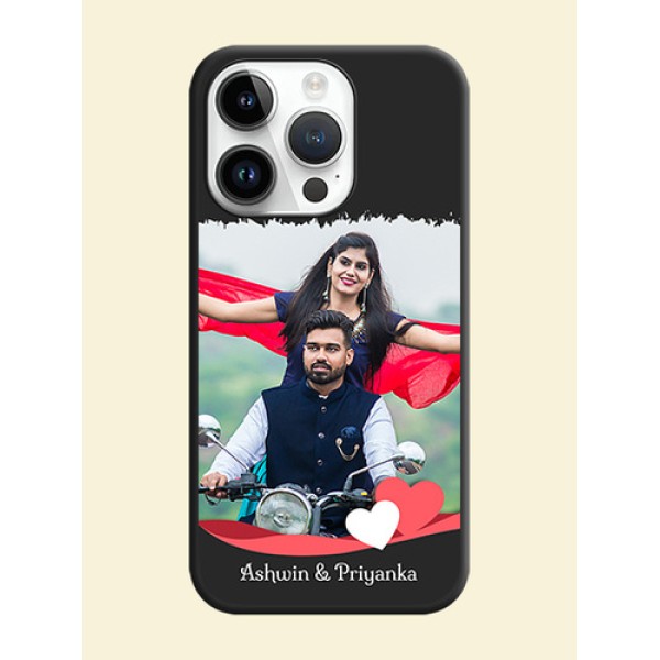 Pin Color Love Shaped Ribbon Design with Text on Space Black Custom Soft Matte Phone Back Cover - iPhone 14 Pro Max Pin Color Love Shaped Ribbon Design with Text on Space Black Custom Soft Matte Phone Back Cover - iPhone 14 Pro Max