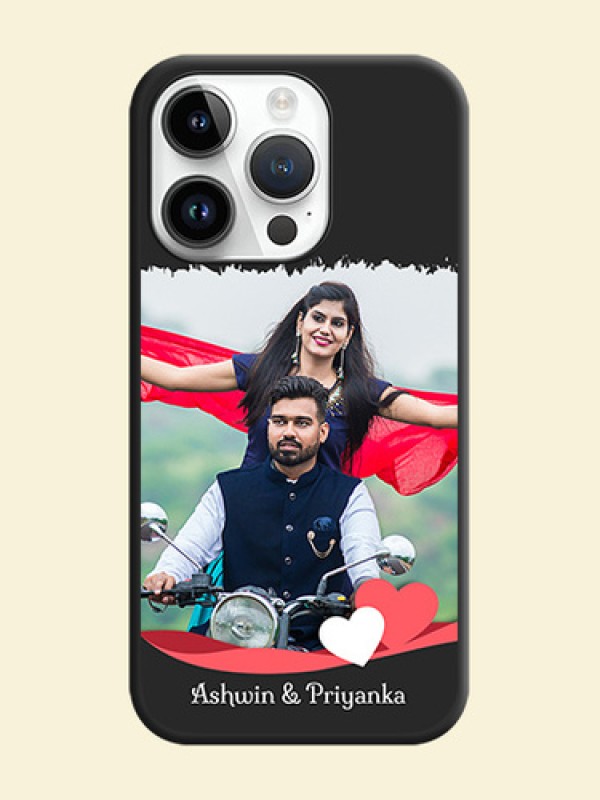 Pin Color Love Shaped Ribbon Design with Text on Space Black Custom Soft Matte Phone Back Cover - iPhone 14 Pro Max