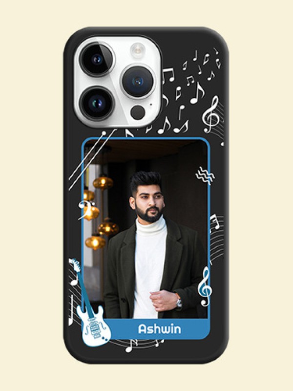 Musical Theme Design with Text on Photo on Space Black Soft Matte Mobile Case - iPhone 14 Pro Max