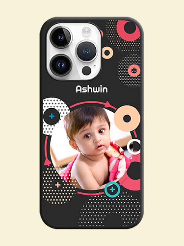 Multicoloured Round Image on Personalised Space Black Soft Matte Cases - iPhone 14 Pro Max