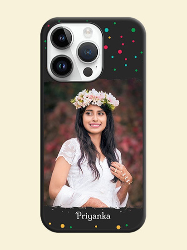 Multicolor Dotted Pattern with Text on Space Black Custom Soft Matte Phone Back Cover - iPhone 14 Pro Max