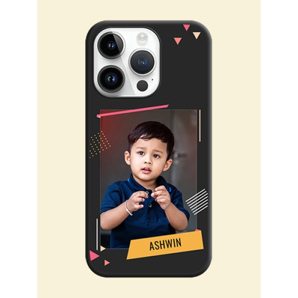 Photo Frame with Triangle Small Dots on Photo on Space Black Soft Matte Back Cover - iPhone 14 Pro Max Photo Frame with Triangle Small Dots on Photo on Space Black Soft Matte Back Cover - iPhone 14 Pro Max