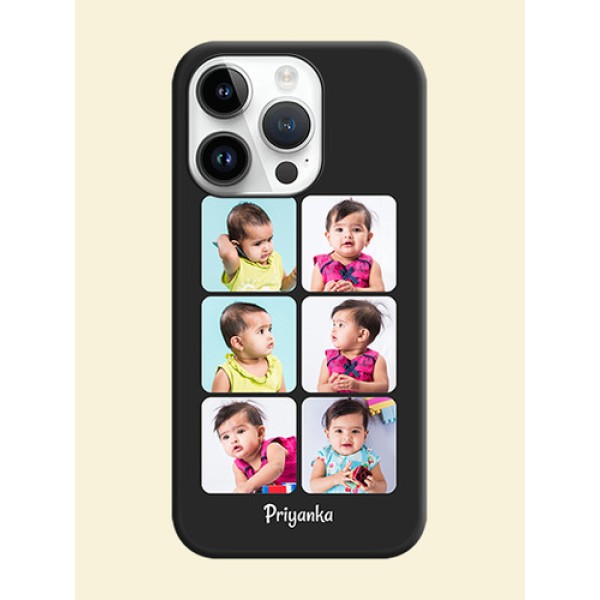 Floral Art with 6 Image Holder on Photo on Space Black Soft Matte Mobile Case - iPhone 14 Pro Max Floral Art with 6 Image Holder on Photo on Space Black Soft Matte Mobile Case - iPhone 14 Pro Max