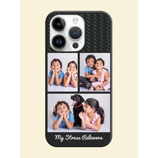 Cross Dotted Pattern with 2 Image Holder on Personalised Space Black Soft Matte Cases - iPhone 14 Pro Max Cross Dotted Pattern with 2 Image Holder on Personalised Space Black Soft Matte Cases - iPhone 14 Pro Max