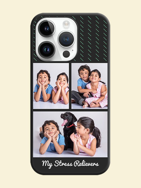 Cross Dotted Pattern with 2 Image Holder  on Personalised Space Black Soft Matte Cases - iPhone 14 Pro Max