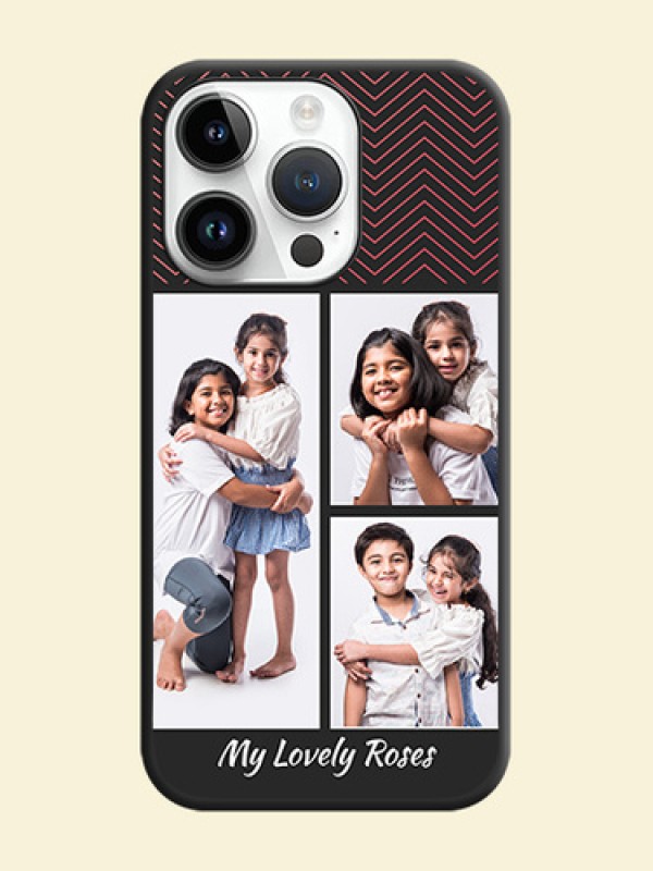 Wave Pattern with 3 Image Holder on Space Black Custom Soft Matte Back Cover - iPhone 14 Pro Max