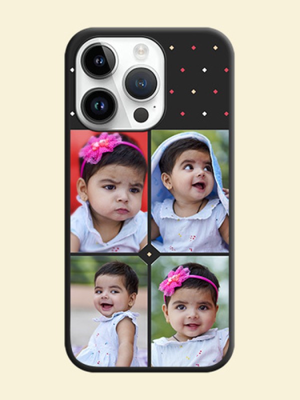 Multicolor Dotted Pattern with 4 Image Holder on Space Black Custom Soft Matte Phone Cases - iPhone 14 Pro Max