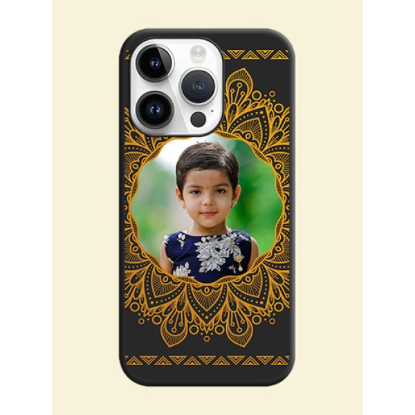 Round Image with Floral Design on Photo on Space Black Soft Matte Mobile Cover - iPhone 14 Pro Max Round Image with Floral Design on Photo on Space Black Soft Matte Mobile Cover - iPhone 14 Pro Max