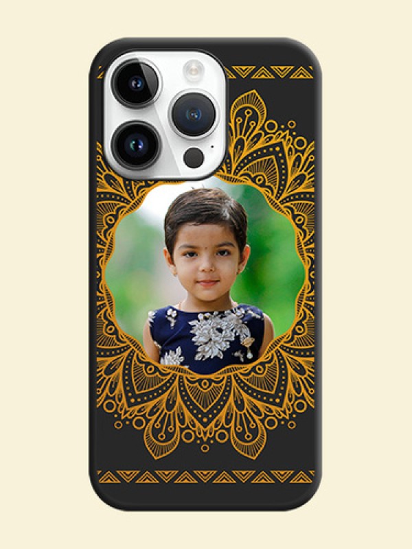 Round Image with Floral Design on Photo on Space Black Soft Matte Mobile Cover - iPhone 14 Pro Max