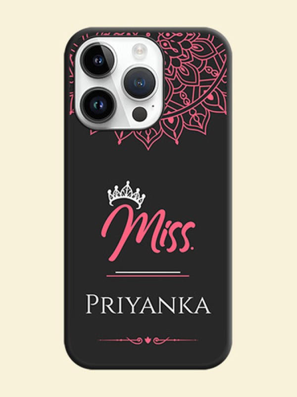 Mrs Name with Floral Design on Space Black Personalized Soft Matte Phone Covers - iPhone 14 Pro Max
