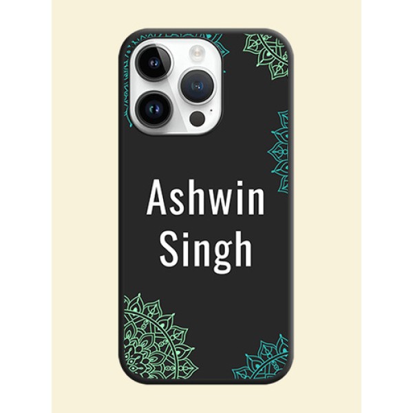 Your Name with Floral Design on Space Black Custom Soft Matte Back Cover - iPhone 14 Pro Max Your Name with Floral Design on Space Black Custom Soft Matte Back Cover - iPhone 14 Pro Max