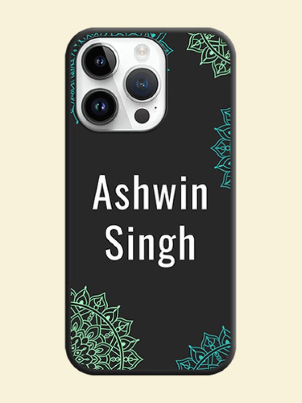 Your Name with Floral Design on Space Black Custom Soft Matte Back Cover - iPhone 14 Pro Max