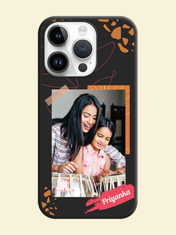 Orange Photo Frame on Space Black Custom Soft Matte Phone Back Cover - iPhone 14 Pro Max