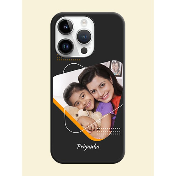 Yellow Triangle on Photo on Space Black Soft Matte Phone Cover - iPhone 14 Pro Max Yellow Triangle on Photo on Space Black Soft Matte Phone Cover - iPhone 14 Pro Max