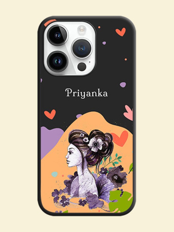 Namecase For Her With Fancy Lady Image On Space Black Personalized Soft Matte Phone Covers -Apple Iphone 14 Pro Max