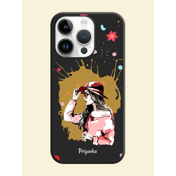 Mordern Lady With Color Splash Background With Custom Text On Space Black Personalized Soft Matte Phone Covers -Apple Iphone 14 Pro Max