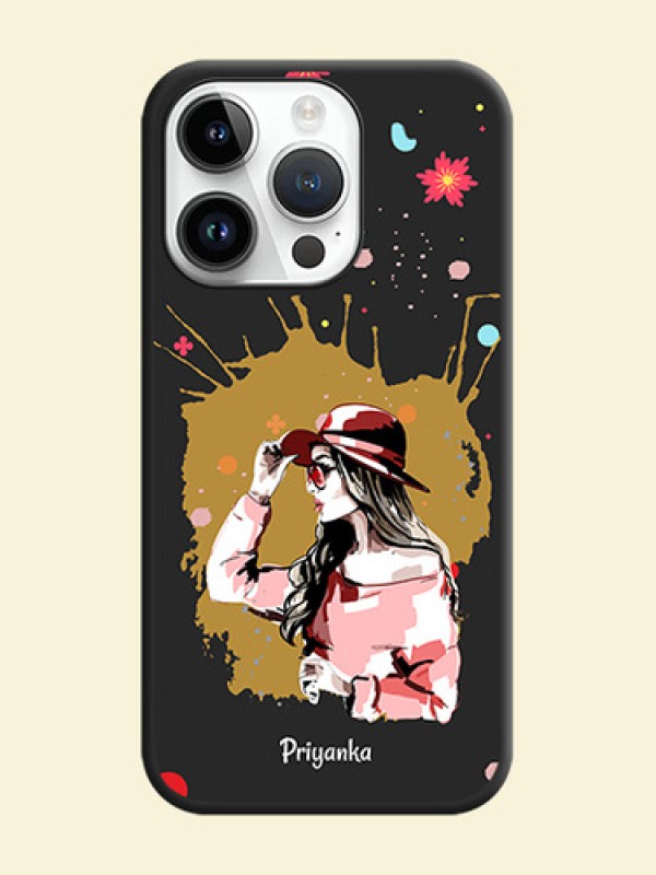 Mordern Lady With Color Splash Background With Custom Text On Space Black Personalized Soft Matte Phone Covers -Apple Iphone 14 Pro Max