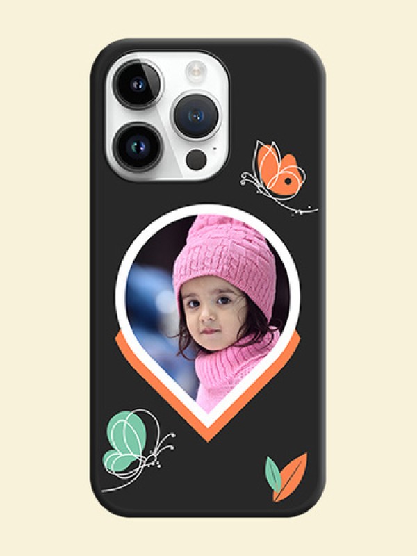 Upload Pic With Simple Butterly Design On Space Black Personalized Soft Matte Phone Covers -Apple Iphone 14 Pro Max