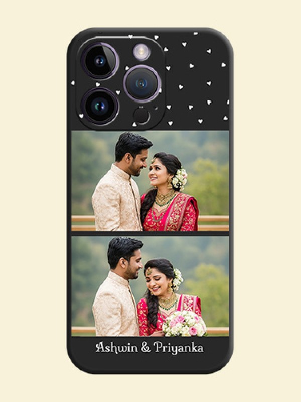 Miniature Love Symbols with Name on Space Black Custom Soft Matte Back Cover - iPhone 14 Pro
