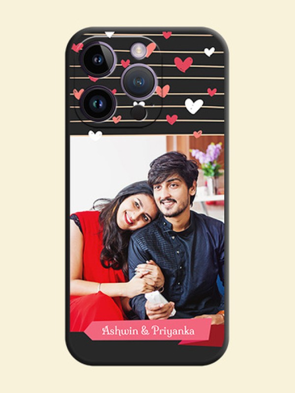 Love Pattern with Name on Pink Ribbon  on Photo on Space Black Soft Matte Back Cover - iPhone 14 Pro
