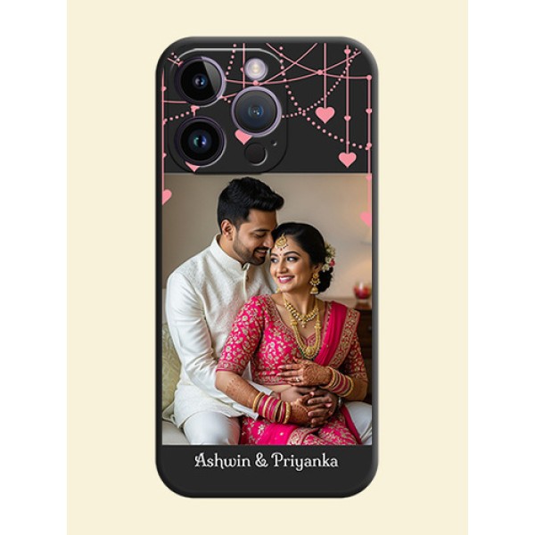 Pink Love Hangings with Text on Space Black Custom Soft Matte Back Cover - iPhone 14 Pro Pink Love Hangings with Text on Space Black Custom Soft Matte Back Cover - iPhone 14 Pro