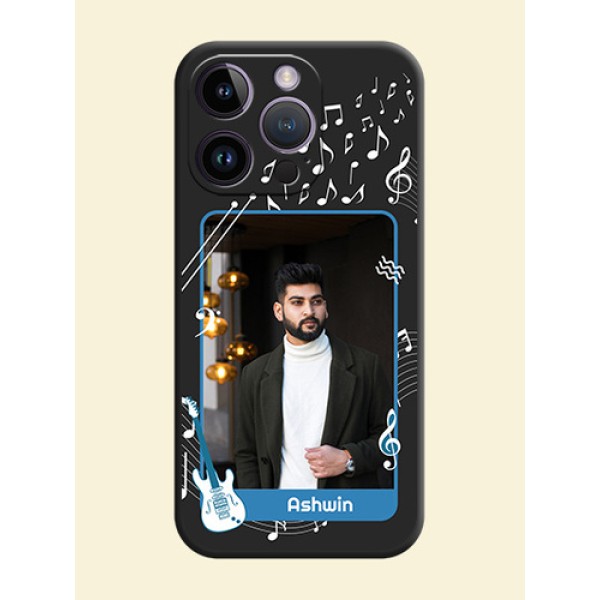 Musical Theme Design with Text on Photo on Space Black Soft Matte Mobile Case - iPhone 14 Pro Musical Theme Design with Text on Photo on Space Black Soft Matte Mobile Case - iPhone 14 Pro