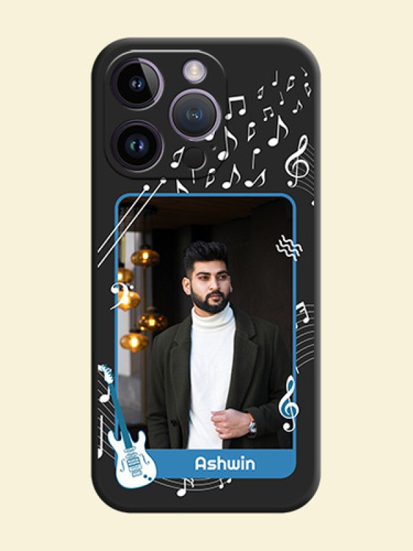 Musical Theme Design with Text on Photo on Space Black Soft Matte Mobile Case - iPhone 14 Pro