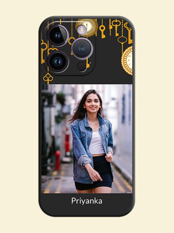 Decorative Design with Text on Space Black Custom Soft Matte Back Cover - iPhone 14 Pro