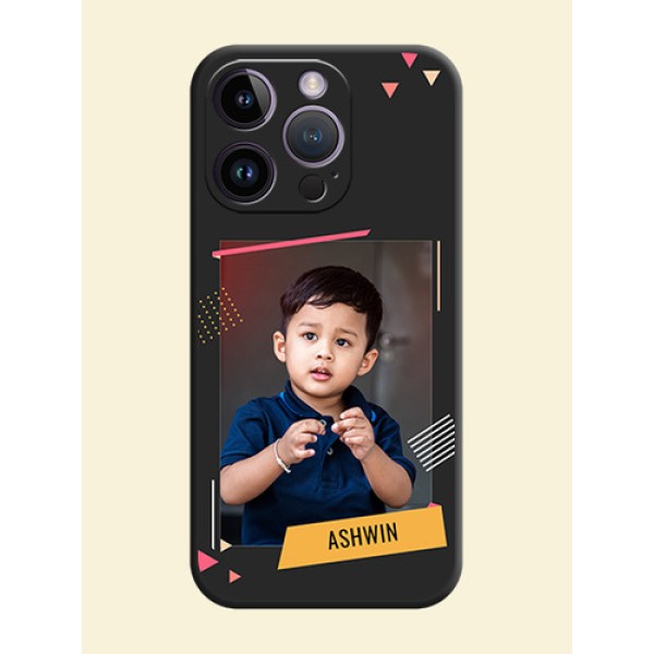Photo Frame with Triangle Small Dots on Photo on Space Black Soft Matte Back Cover - iPhone 14 Pro Photo Frame with Triangle Small Dots on Photo on Space Black Soft Matte Back Cover - iPhone 14 Pro