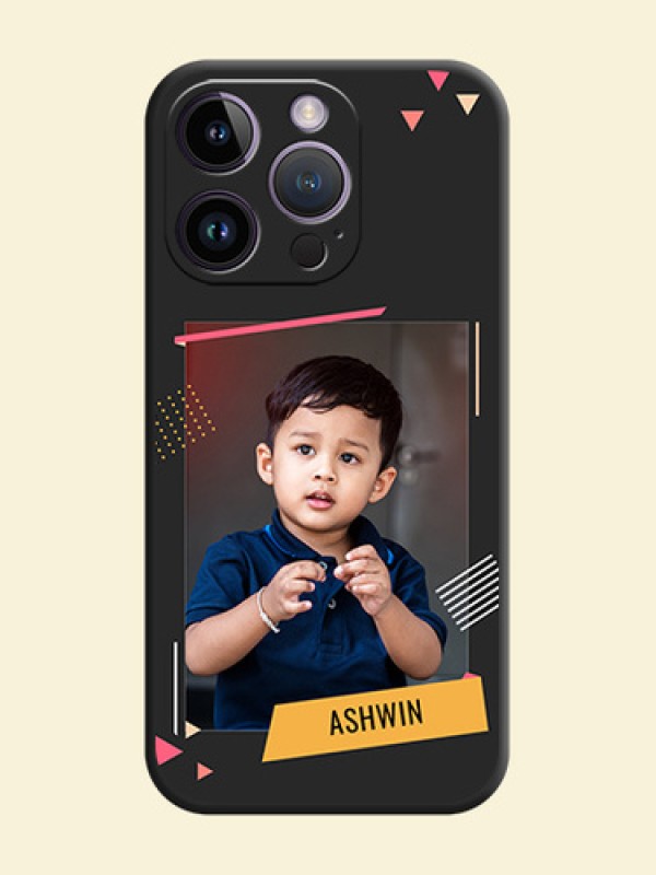 Photo Frame with Triangle Small Dots on Photo on Space Black Soft Matte Back Cover - iPhone 14 Pro