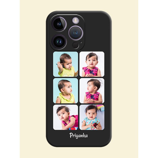 Floral Art with 6 Image Holder on Photo on Space Black Soft Matte Mobile Case - iPhone 14 Pro Floral Art with 6 Image Holder on Photo on Space Black Soft Matte Mobile Case - iPhone 14 Pro