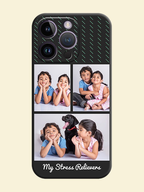 Cross Dotted Pattern with 2 Image Holder  on Personalised Space Black Soft Matte Cases - iPhone 14 Pro