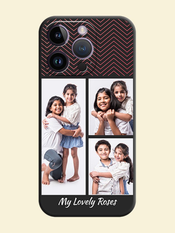 Wave Pattern with 3 Image Holder on Space Black Custom Soft Matte Back Cover - iPhone 14 Pro