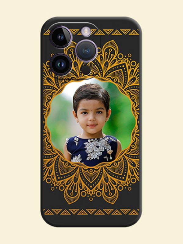 Round Image with Floral Design on Photo on Space Black Soft Matte Mobile Cover - iPhone 14 Pro
