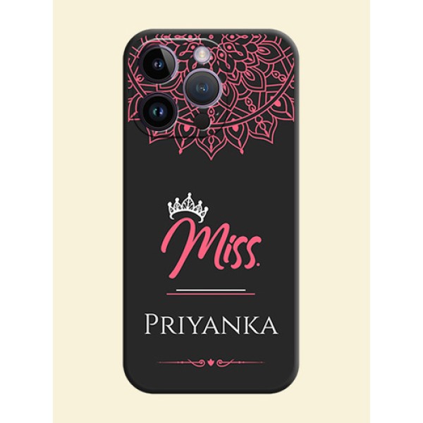 Mrs Name with Floral Design on Space Black Personalized Soft Matte Phone Covers - iPhone 14 Pro Mrs Name with Floral Design on Space Black Personalized Soft Matte Phone Covers - iPhone 14 Pro