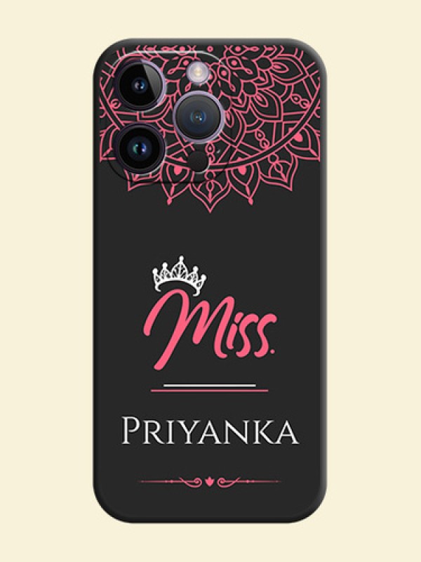 Mrs Name with Floral Design on Space Black Personalized Soft Matte Phone Covers - iPhone 14 Pro