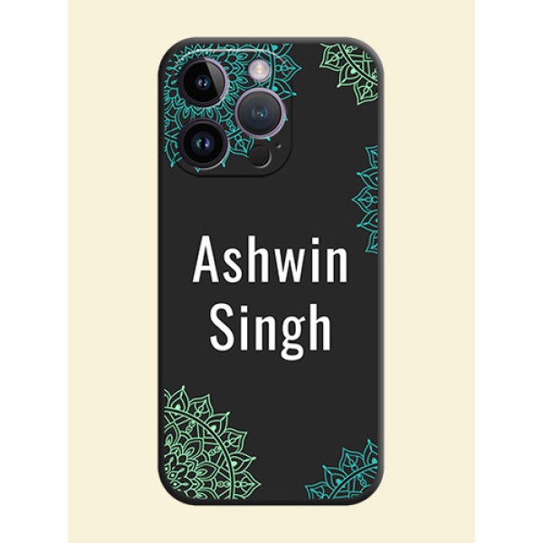 Your Name with Floral Design on Space Black Custom Soft Matte Back Cover - iPhone 14 Pro Your Name with Floral Design on Space Black Custom Soft Matte Back Cover - iPhone 14 Pro