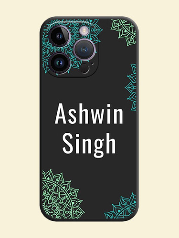 Your Name with Floral Design on Space Black Custom Soft Matte Back Cover - iPhone 14 Pro