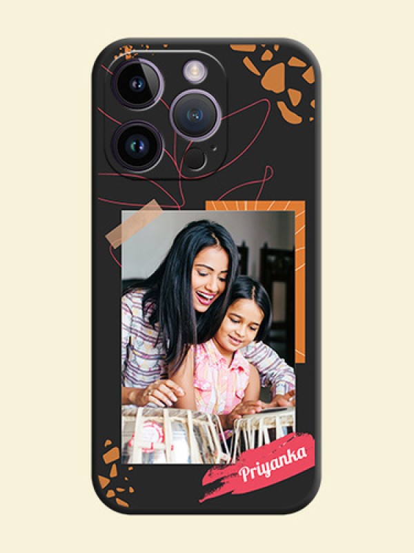 Orange Photo Frame on Space Black Custom Soft Matte Phone Back Cover - iPhone 14 Pro