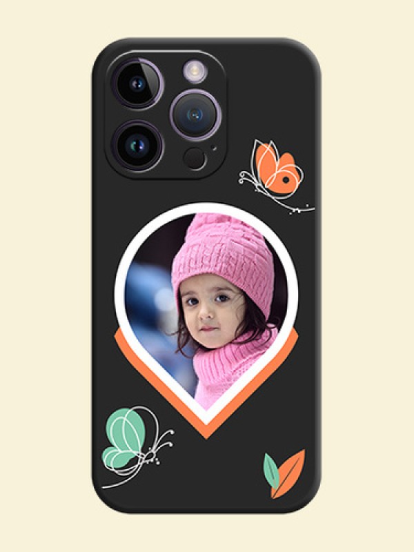 Upload Pic With Simple Butterly Design On Space Black Personalized Soft Matte Phone Covers -Apple Iphone 14 Pro