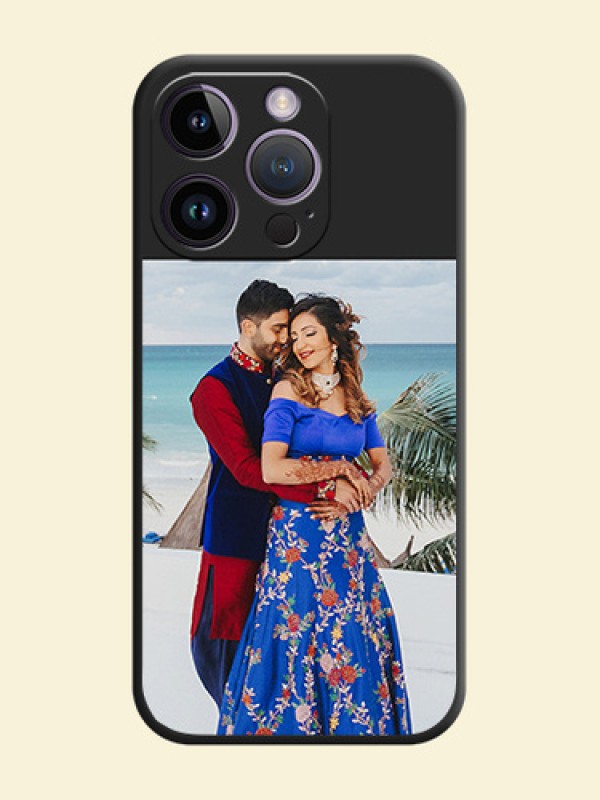 Image Upload With Space Black Color On Custom Soft Matte Mobile Back Cover - iPhone 14 Pro