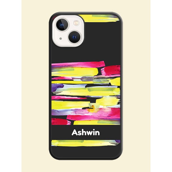 Brush Coloured on Space Black Personalized Soft Matte Phone Covers - Apple iPhone 14 Brush Coloured on Space Black Personalized Soft Matte Phone Covers - Apple iPhone 14